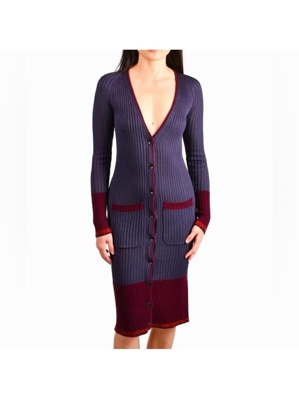 RAG AND BONE purple and burgundy wool long cardigan. Size XS